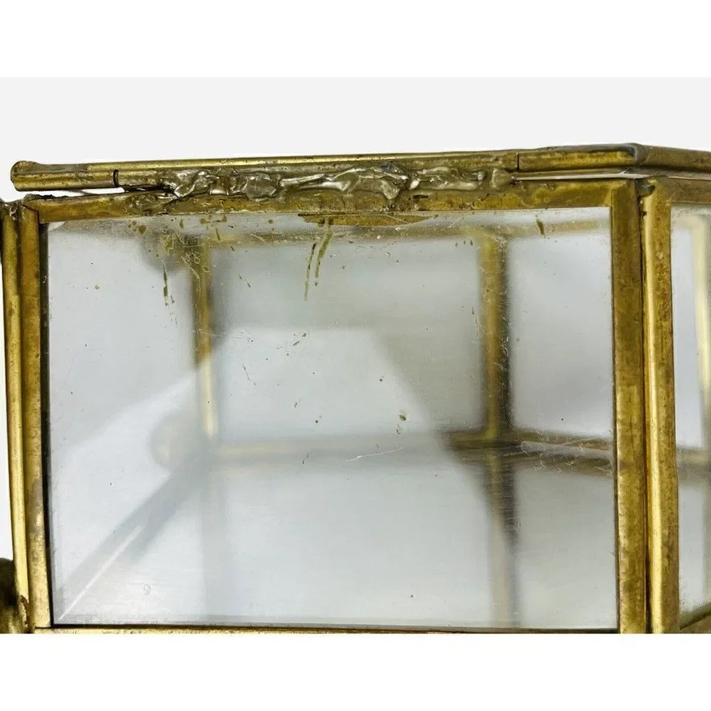 Vintage 1970s Interpur Owl Stained Glass Jewelry Trinket Box Mirrored MCM Taiwan